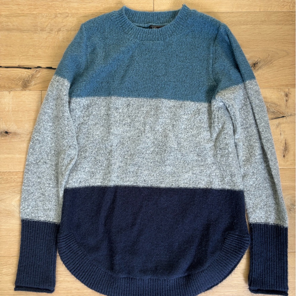 Colorblock Sweater in Navy, Gray, and Blue